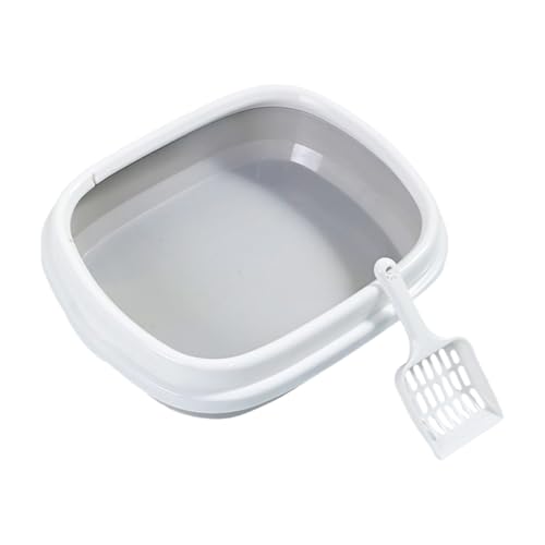 Auslaufsichere, abnehmbare Katzentoilette mit Siebschaufeln, Anti-Spritz-WC für Reisen, Auto, Hotel, Verwendung mit niedrigen Trackings, halbgeschlossener Katzensandkasten von UNTERING