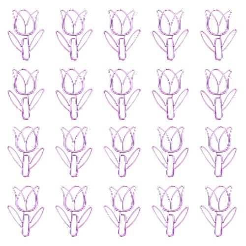 Büroklammern in Tulpenform, Metall, Planer-Clip, dekorativ, kleine Lesezeichen, Bürobedarf, kleine Lesezeichen, Metall, Büroplaner, 20 Stück von UNTERING