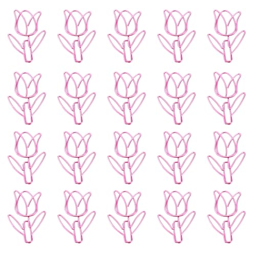 Büroklammern in Tulpenform, Metall, Planer-Clip, dekorativ, kleine Lesezeichen, Bürobedarf, kleine Lesezeichen, Metall, Büroplaner, 20 Stück von UNTERING