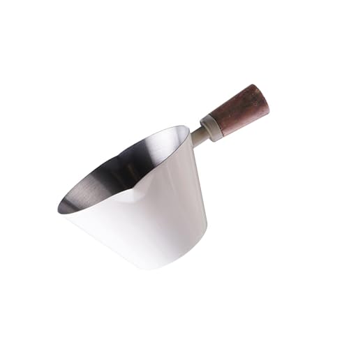 Espresso-Messbecher mit doppeltem Ausgießer und rutschfestem Holzgriff, 90 ml, Edelstahl, Espresso-Schnapsbecher, Kaffeezubehör von UNTERING