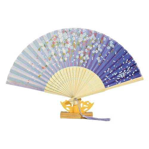 Faltbarer Ventilator mit Vintage-Blumenmuster, Seidenstoff, tragbar, Kühlzubehör, Hand für Frauen und Mädchen, Geschenk, tragbare Kühlhand von UNTERING