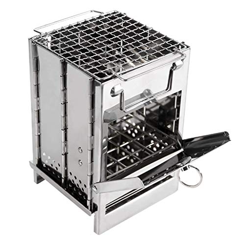 Holzgrill Grill BBQ Grill Edelstahl Faltbarer Campinggrill Herd zum Kochen Picknick Reisen Camping Zubehör für Frauen von UNTERING