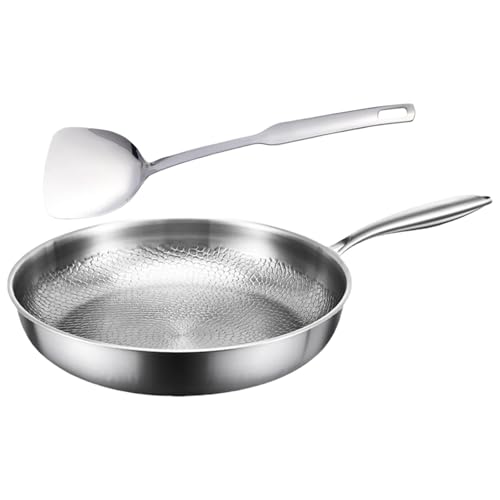 Professionelles Metallpfannen-Set mit Bratpfanne und Pfannenwender, Kochgeschirr ohne antihaftbeschichtete Oberflächen, Küche unverzichtbare Bratpfanne von UNTERING