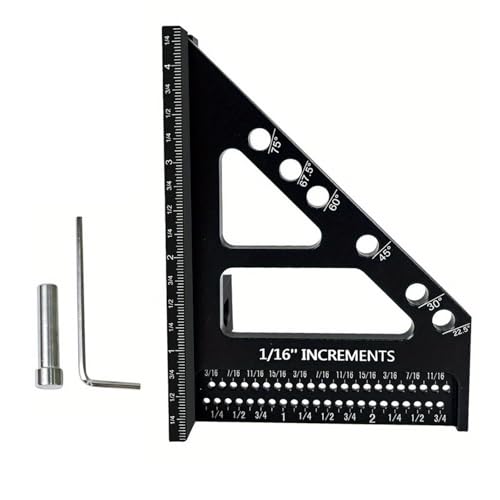 Professionelles quadratisches Lineal für Holzbearbeitung mit festen Winkeln, Verriegelung, Multi-Winkel-Messlineal für effizientes Markieren, präzise Winkelmessung von UNTERING