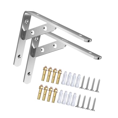 Robuste L-Halterungen aus Edelstahl, dreieckig, rostbeständig, für Aufbewahrung und Organizer, robuste L-Regalhalterungen, 2 Stück Robuste L-Halterungen aus Edelstahl, dreieckig, rostbeständig, für Aufbewahrung und Organizer, robuste L-Regalhalterungen, 2 Stück von UNTERING
