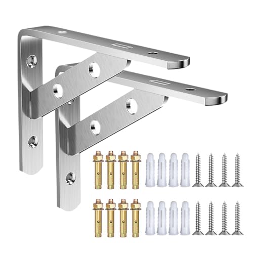 Robuste L-Halterungen aus Edelstahl, dreieckig, rostbeständig, für Aufbewahrung und Organizer, robuste L-Regalhalterungen, 2 Stück Robuste L-Halterungen aus Edelstahl, dreieckig, rostbeständig, für Aufbewahrung und Organizer, robuste L-Regalhalterungen, 2 Stück von UNTERING