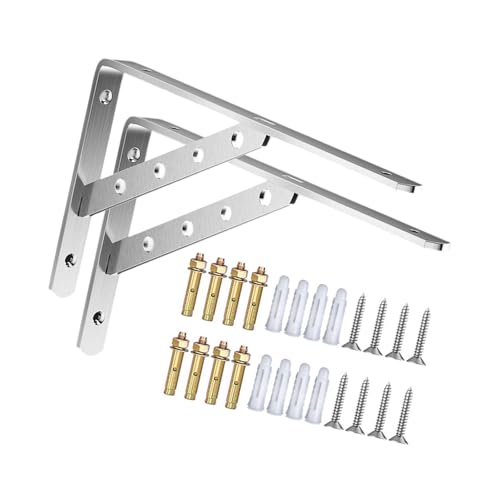 Robuste L-Halterungen aus Edelstahl, dreieckig, rostbeständig, für Aufbewahrung und Organizer, robuste L-Regalhalterungen, 2 Stück Robuste L-Halterungen aus Edelstahl, dreieckig, rostbeständig, für Aufbewahrung und Organizer, robuste L-Regalhalterungen, 2 Stück von UNTERING
