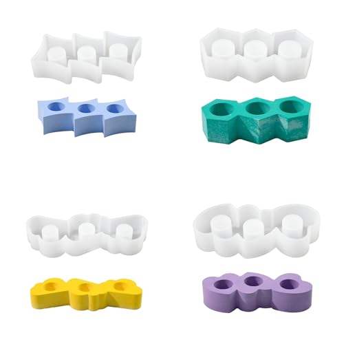 Silikonform mit 3 Löchern, für handgefertigte Teelichthalter, Beton, Gips, Form von UNTERING