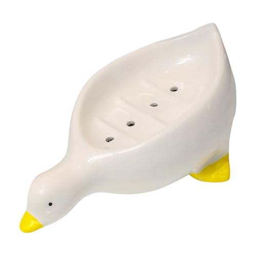 Skurriles Enten-Seifenhalter, Keramik-Tablett mit Drainage, Badezimmer-Arbeitsplatte, Ablauf, Keramik-Seifenregal, Ablageschale von UNTERING