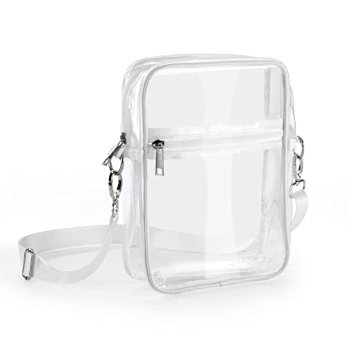 Transparente Umhängetasche mit Reißverschluss, verstellbarer Riemen, Stadion-zugelassen, für Damen und Herren, transparente Umhängetasche, Schwarz von UNTERING