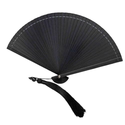 UNTERING Handgefertigter faltbarer Ventilator mit Assels, Hochzeitszubehör, tragbar, atmungsaktiv, für drinnen und draußen, klassisches einfarbiges Design, faltbarer Ventilator von UNTERING