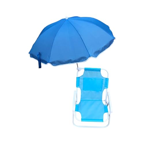 UNTERING Kinder-Strandkorb mit verstellbarem Sonnenschutz, Metallrahmen, faltbares Design für Park, Camping und Entspannung am Meer, tragbarer Kinder-Strandkorb mit Regenschirm von UNTERING