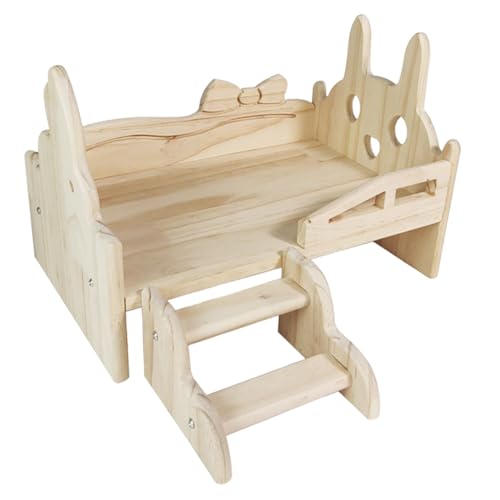 UNTERING Kleines Haustierbett für Hamster, Meerschweinchen, Plattform, Eichhörnchen, Plattform mit Kletterleiter, Kleintier-Lebensräume, Holz UNTERING Kleines Haustierbett für Hamster, Meerschweinchen, Plattform, Eichhörnchen, Plattform mit Kletterleiter, Kleintier-Lebensräume, Holz von UNTERING