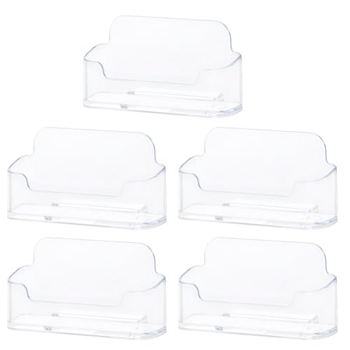 UNTERING Set mit 5 transparenten Visitenkartenständern, Schreibtisch-Organizer für Büro, Empfang, Visitenkartenhalter-Set von UNTERING