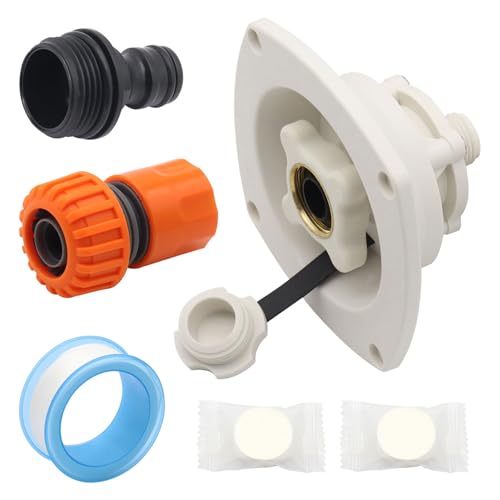 Wohnmobil Wassereinlassadapter mit Rückschlagventilen auslaufsicher Messinggewinde UV-beständig PP geeignet für Wohnmobile Wandmontage Wassereinlassventile von UNTERING