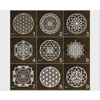 Heilige Geometrie Wandkunst, Machen Sie Ihr Eigenes Set Von 3 Wanddekoration, Sri Yantra, Blume Des Lebens, Metatrons Würfel, Einweihungsgeschenk von UNTWallDecor
