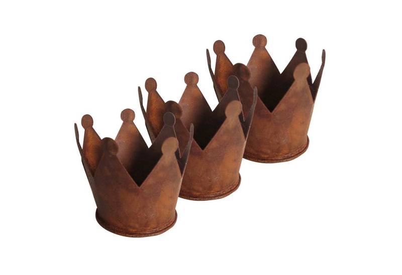 UNUS GARDEN Dekofigur Krone Zink Rost Ø9,5 verschiedene Sets (Deko-Kronen Metall Rostoptik Ø 9,5 cm 3er Set kleine Gartenkronen) von UNUS GARDEN