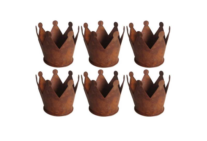 UNUS GARDEN Dekofigur Krone Zink Rost Ø6,5 verschiedene Sets (6 St., 6er Set (6,5 cm), Metallkrone Gartenkrone Dekoration Rostdeko Dekokrone Pflanzkrone von UNUS GARDEN
