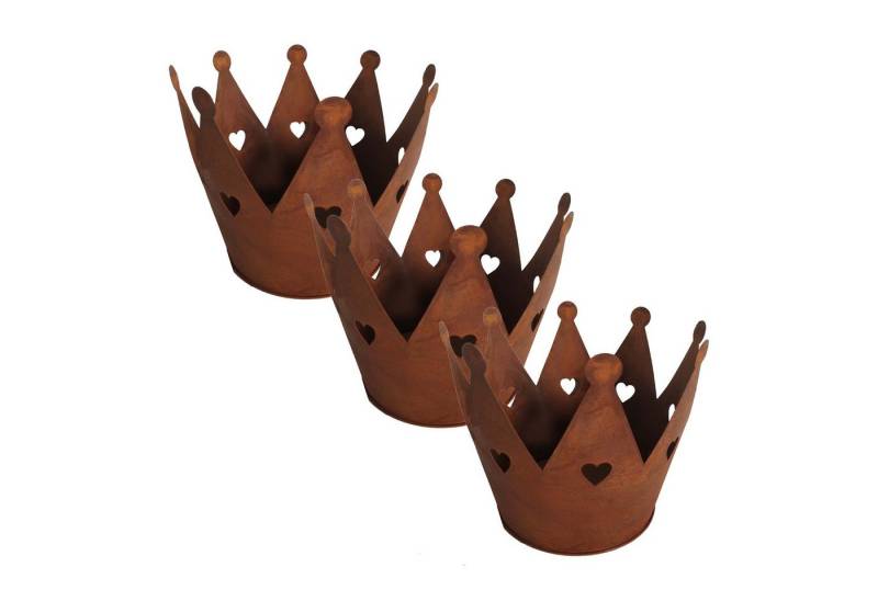 UNUS GARDEN Dekofigur Deko Kronen Zink Herzmotiv Rostoptik Ø15 cm 3er Set Gartenkronen (Deko-Kronen Zink Herzmotiv Rostoptik Ø 15 cm 3er Set Gartenkronen) von UNUS GARDEN