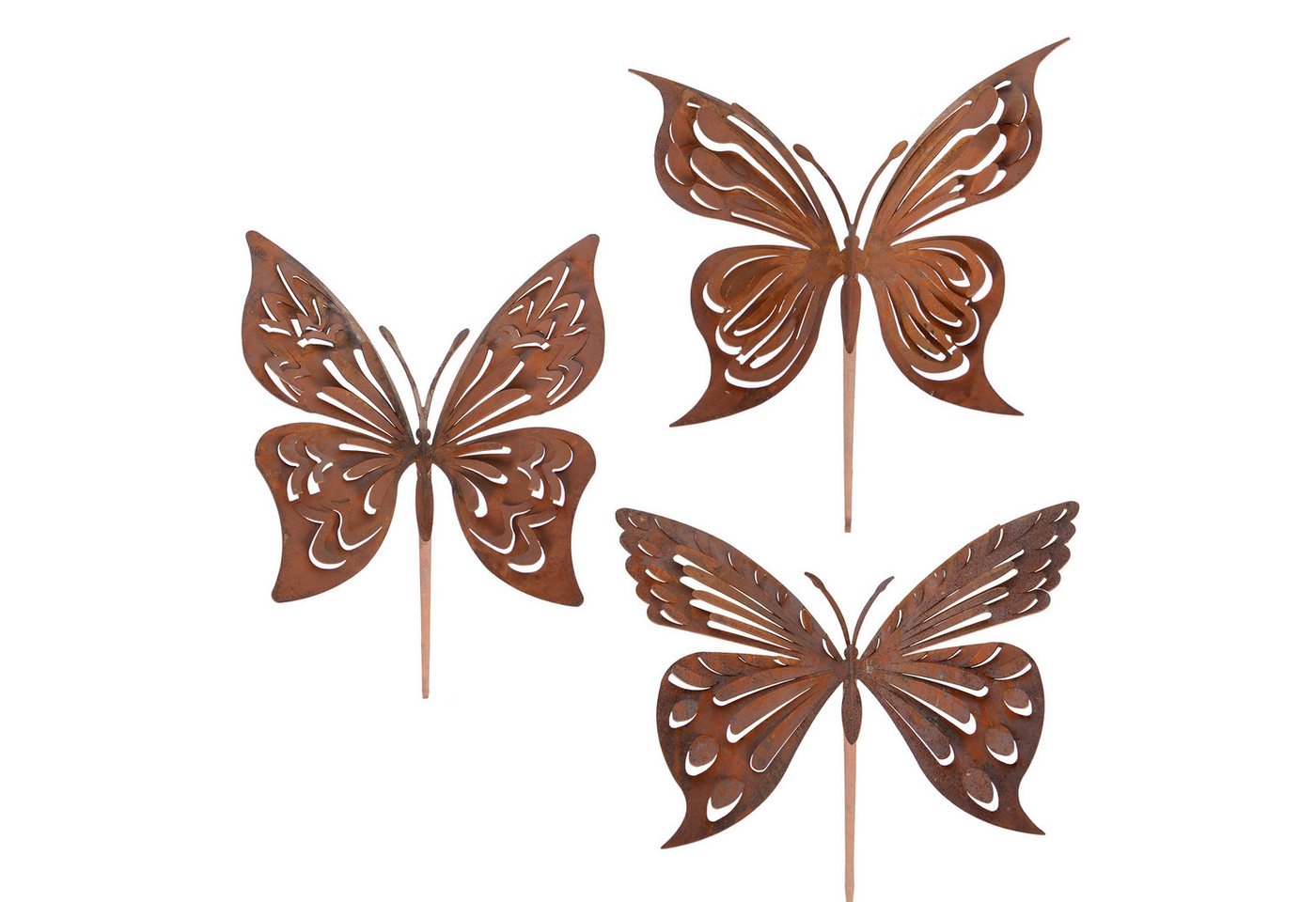 UNUS GARDEN Gartenstecker Gartenstecker Schmetterlinge 3er Set Metallstecker aus echtem Rost (UNUS Gartenstecker Schmetterlinge 3er Set in Rost) von UNUS GARDEN