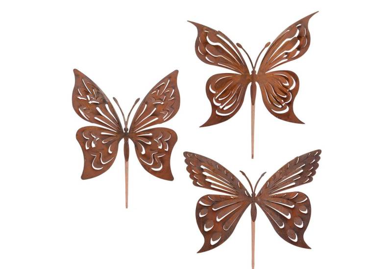 UNUS GARDEN Gartenstecker Gartenstecker Schmetterlinge 3er Set Metallstecker aus echtem Rost (UNUS Gartenstecker Schmetterlinge 3er Set in Rost) von UNUS GARDEN