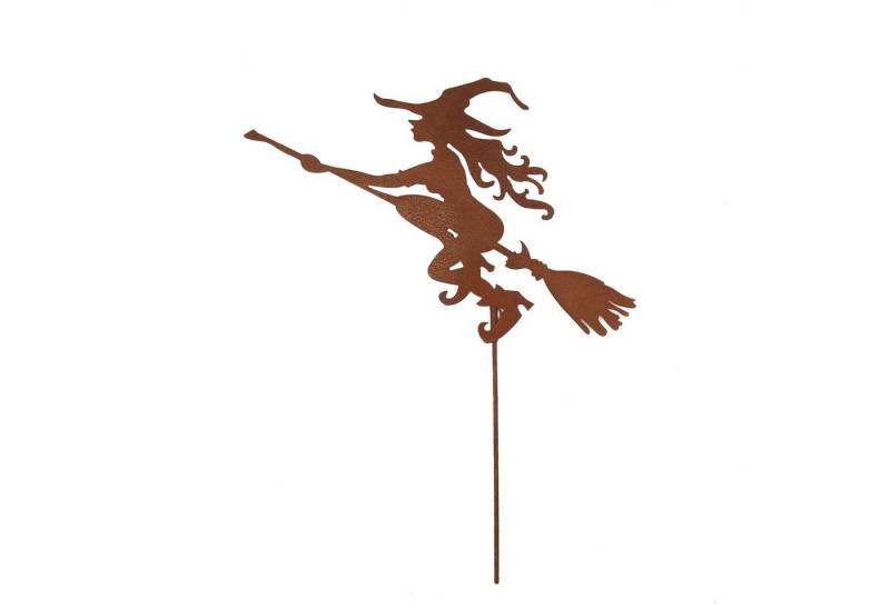 UNUS GARDEN Gartenstecker Gartenstecker in Rostoptik Hexe fliegt mit Besen (1-St., Metall Hexe Roststecker Stecker Blumenkasten) dekofigur, herbstdeko, deko, hexe, blumenstecker, herbststecker von UNUS GARDEN