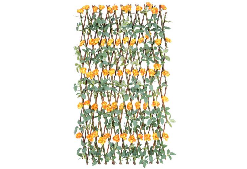 UNUS GARDEN Rankgitter Sichtschutz aus Weide mit Blättern verschiedene Farben, Rankgitter Weide mit Blättern und orange Blüten 200x100 cm von UNUS GARDEN