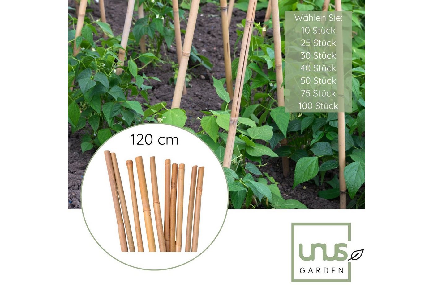 UNUS GARDEN Spalier Bambusstäbe 120 cm, 50 St. von UNUS GARDEN