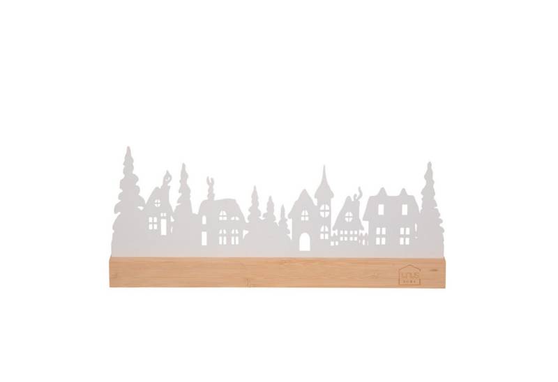 UNUS HOME Dekofigur Aufsteller Häuserlandschaft mit Bäumen in schwarz oder weiß (UNUS Aufsteller Häuserlandschaft Weihnachtsdeko weiß) von UNUS HOME