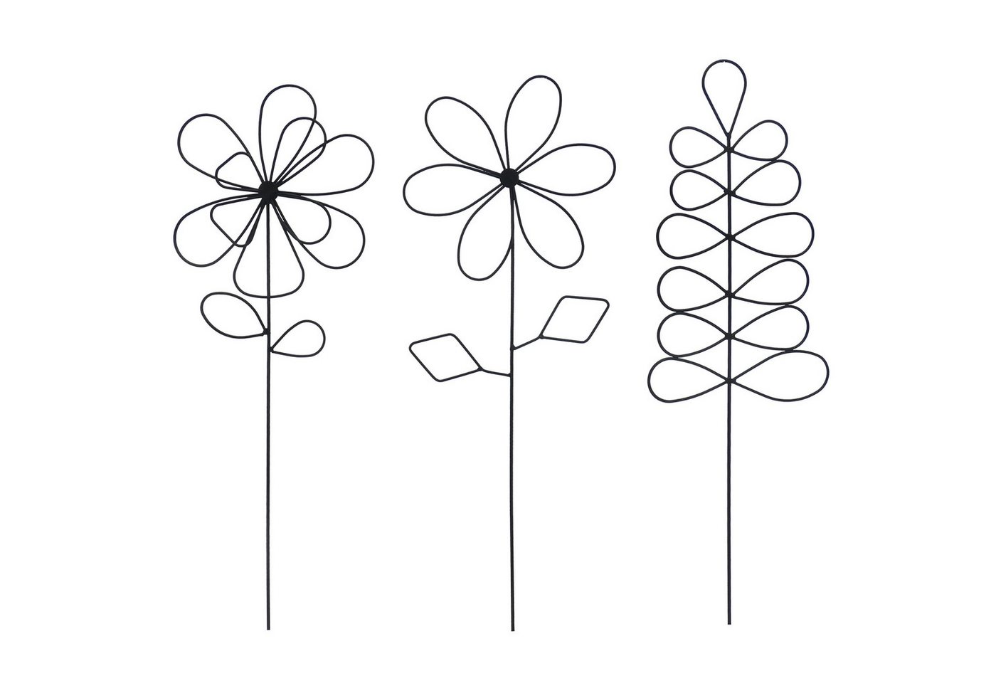 UNUS HOME Dekofigur Metallkunst Stecker Blumen Daphne im 3er Set in schwarz (UNUS Metallkunst Stecker Daphne 3er Set Blumen schwarzes Metall) von UNUS HOME