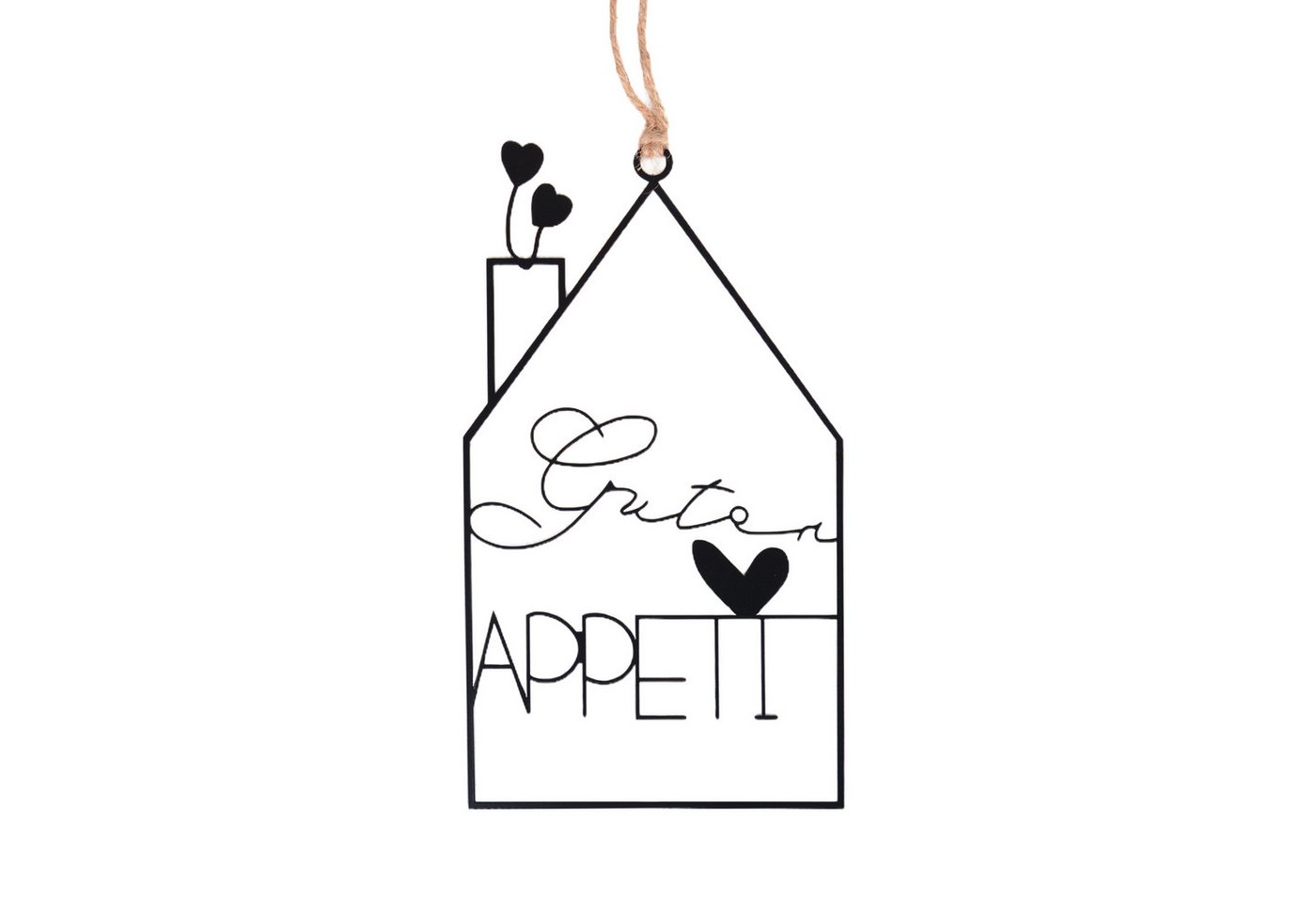 UNUS HOME Dekohänger UNUS Hänger "Guten Appetit" in schwarz (Hänger Guten Appetit Dekoschild aus schwarzem Metall mit Juteband) von UNUS HOME