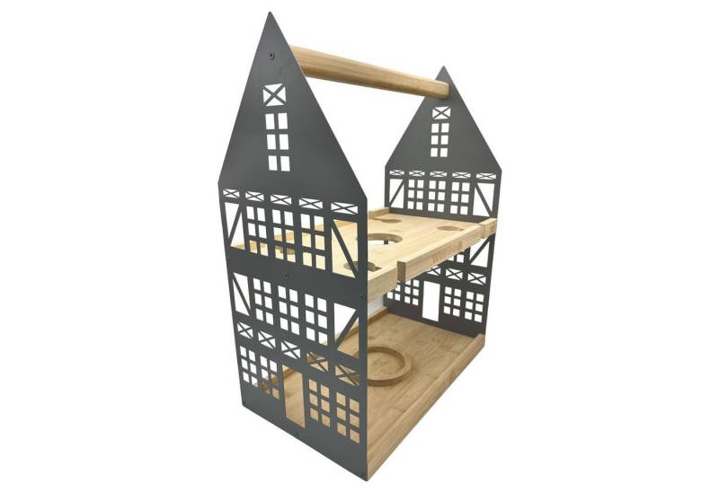 UNUS HOME Etagere Etagere Weinhaus, (grau aus Metall und Holz), Serviertablett Servierständer Serviergestell Servierplatte Holzetagere von UNUS HOME