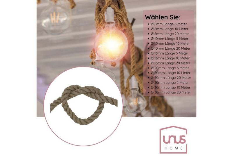 UNUS HOME Naturfaserseil Juteseil gedreht Seil (Stärken: 8mm, 10mm, 16mm, 20mm oder 30mm), Natur Hanf Tau Seil Deko Gartendeko DIY-Projekte Bastel-Projekte von UNUS HOME