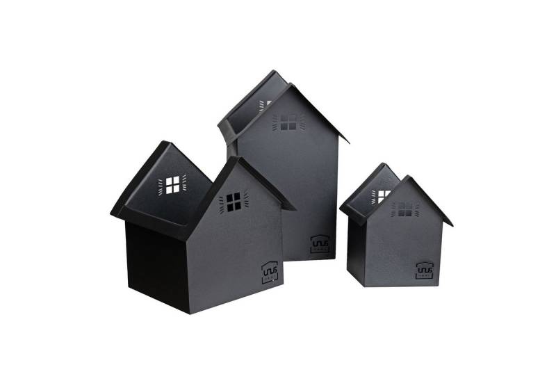 UNUS HOME Teelichthalter Deko Häuser Metall 3er Set (3er Set verschiedene Größen), Dekohaus Metallhaus beleuchtbar und bepflanzbar Blumentopf Pflanzgefäß von UNUS HOME