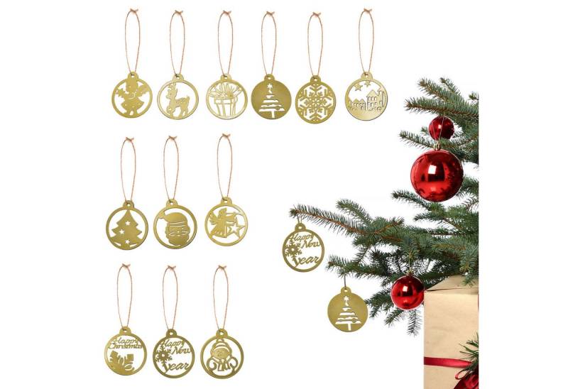 UNUS HOME Weihnachtsbaumkugel Weihnachtsanhänger 12er verschiedene Design Set, Christbaumschmuck Weihnachtsanhänger Weihnachtsbaumschmuck von UNUS HOME
