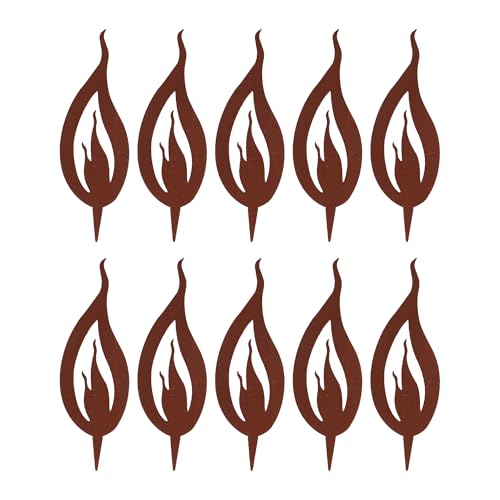 Gartenstecker Rost Flammen 10 cm hoch 10er Set von UNUS