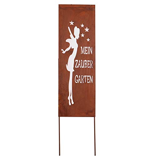 UNUS Gartendeko Gartenstecker aus Edelrost Metall Garten Schild Zaubergarten 90x30 cm von UNUS