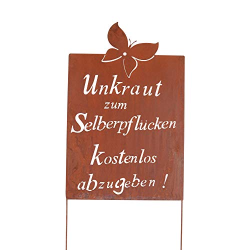 Gartenschild Rost Spruch Unkraut groß von UNUS