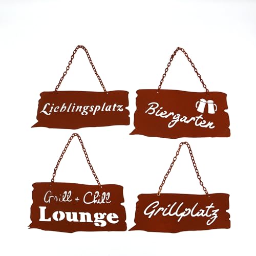 Spruchschilder Rost zum Aufhängen 4 Motive 4er Set von UNUS