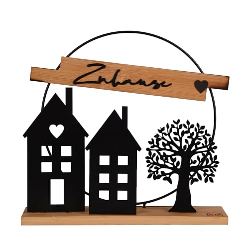 Aufsteller Silhouette Häuser mit Baum mit Zuhause schwarz Aufsteller Silhouette Häuser mit Baum mit Zuhause schwarz von UNUS