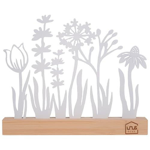 UNUS Aufsteller Blumenwiese, mit Tulpe, Lavendel und Pusteblume, 20x24x2,7 cm, Metallaufsteller mit Bambussockel, in Weiß, Frühlingsdeko für Fenster, Tisch oder Regal UNUS Aufsteller Blumenwiese, mit Tulpe, Lavendel und Pusteblume, 20x24x2,7 cm, Metallaufsteller mit Bambussockel, in Weiß, Frühlingsdeko für Fenster, Tisch oder Regal von UNUS