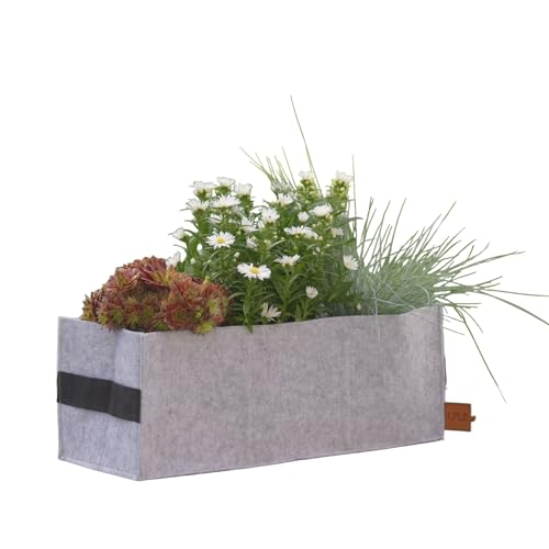 UNUS Balkonkasten Blumenkasten Blumenkübel Pflanzkasten aus Filz hellgrau 39,5 cm von UNUS