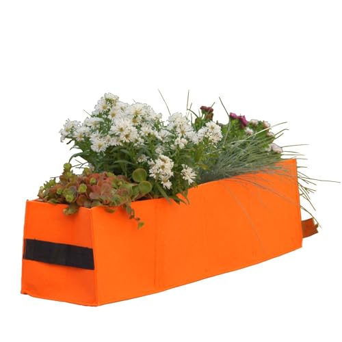 UNUS Blumenkasten aus Filz Balkonkasten Blumenkübel Pflanzkasten orange 59,5 cm von UNUS