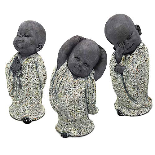 UNUS Gartenfigur Polyresin Kleine Mönche im 3er Set von UNUS
