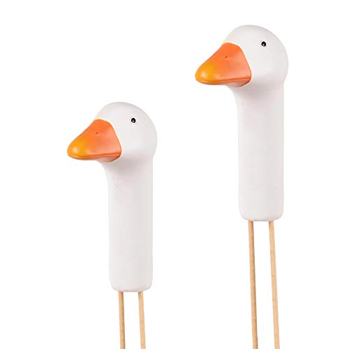 UNUS Gartendeko Gartenstecker aus Polyresin Gänsehals Gänsekopf 2X groß 50cm für Balkon oder Terrasse von UNUS