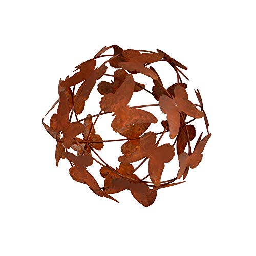 UNUS Gartendeko Rost Kugel Schmetterlinge, Gartenkugel Edelrost, Deko Metallkugel Rostoptik, Dekokugel (19 cm) von UNUS