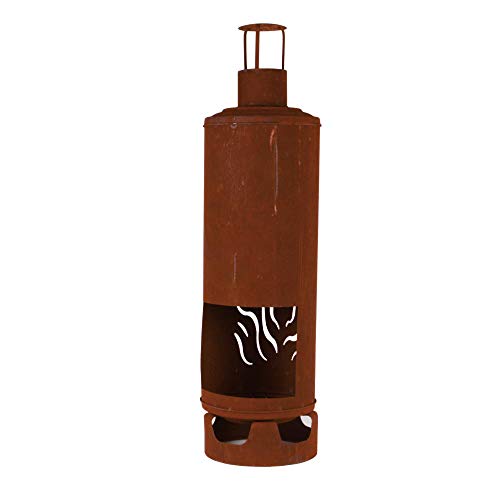 UNUS Gartenkamin Gasflasche Optik rostig Ø28 cm Durchmesser Deko für Ihren Garten Braun von UNUS