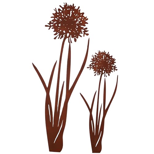 UNUS Gartenstecker Agapantus 2er Set Gartendeko Rostoptik, Roststecker Rost Deko für Garten Terrasse Balkon Blumentopf von UNUS