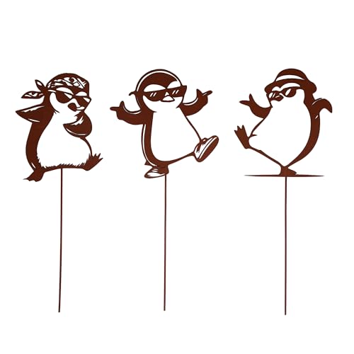UNUS Gartenstecker Pinguine, Lustige Gartendeko aus Metall in Rostoptik, wetterfest und dekorativ für Garten, Beet & Balkon UNUS Gartenstecker Pinguine, Lustige Gartendeko aus Metall in Rostoptik, wetterfest und dekorativ für Garten, Beet & Balkon von UNUS