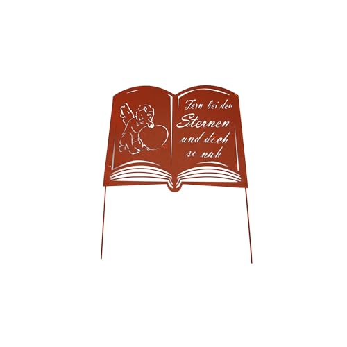UNUS Grabstecker Buch Fern bei den Sternen Trauerdekoration Grabschmuck Metall Rost Grabdeko für Gestecke - Grab zum stecken frostbeständig wetterfest UNUS Grabstecker Buch Fern bei den Sternen Trauerdekoration Grabschmuck Metall Rost Grabdeko für Gestecke - Grab zum stecken frostbeständig wetterfest von UNUS